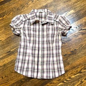 Puff Sleeve Plaid Shirt